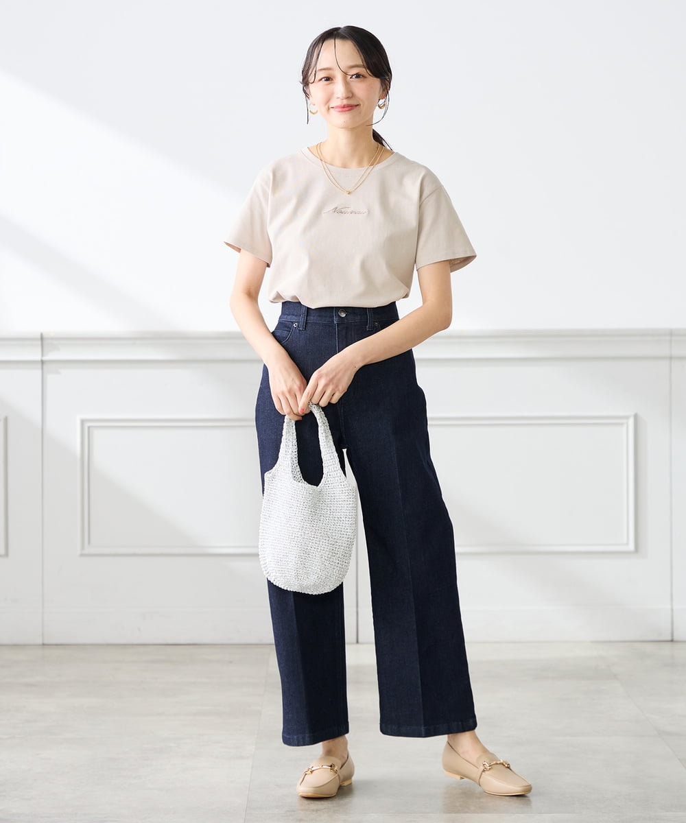 K3KGD28029 a.v.v Elmi(アー・ヴェ・ヴェ) 【低身長サイズ/UVカット/接触冷感】コンパクトロゴTシャツ グレージュ