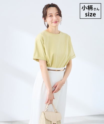 K3KGD30024  【低身長サイズ】ロールアップハーフスリーブTシャツ【接触冷感/UVカット/コットン100%】