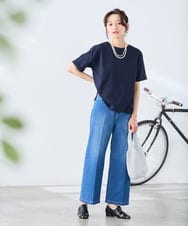 K3KGD30024 a.v.v Elmi(アー・ヴェ・ヴェ) 【低身長サイズ】ロールアップハーフスリーブTシャツ【接触冷感/UVカット/コットン100%】 ライトイエロー