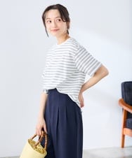 K3KGD30024 a.v.v Elmi(アー・ヴェ・ヴェ) 【低身長サイズ】ロールアップハーフスリーブTシャツ【接触冷感/UVカット/コットン100%】 ライトイエロー