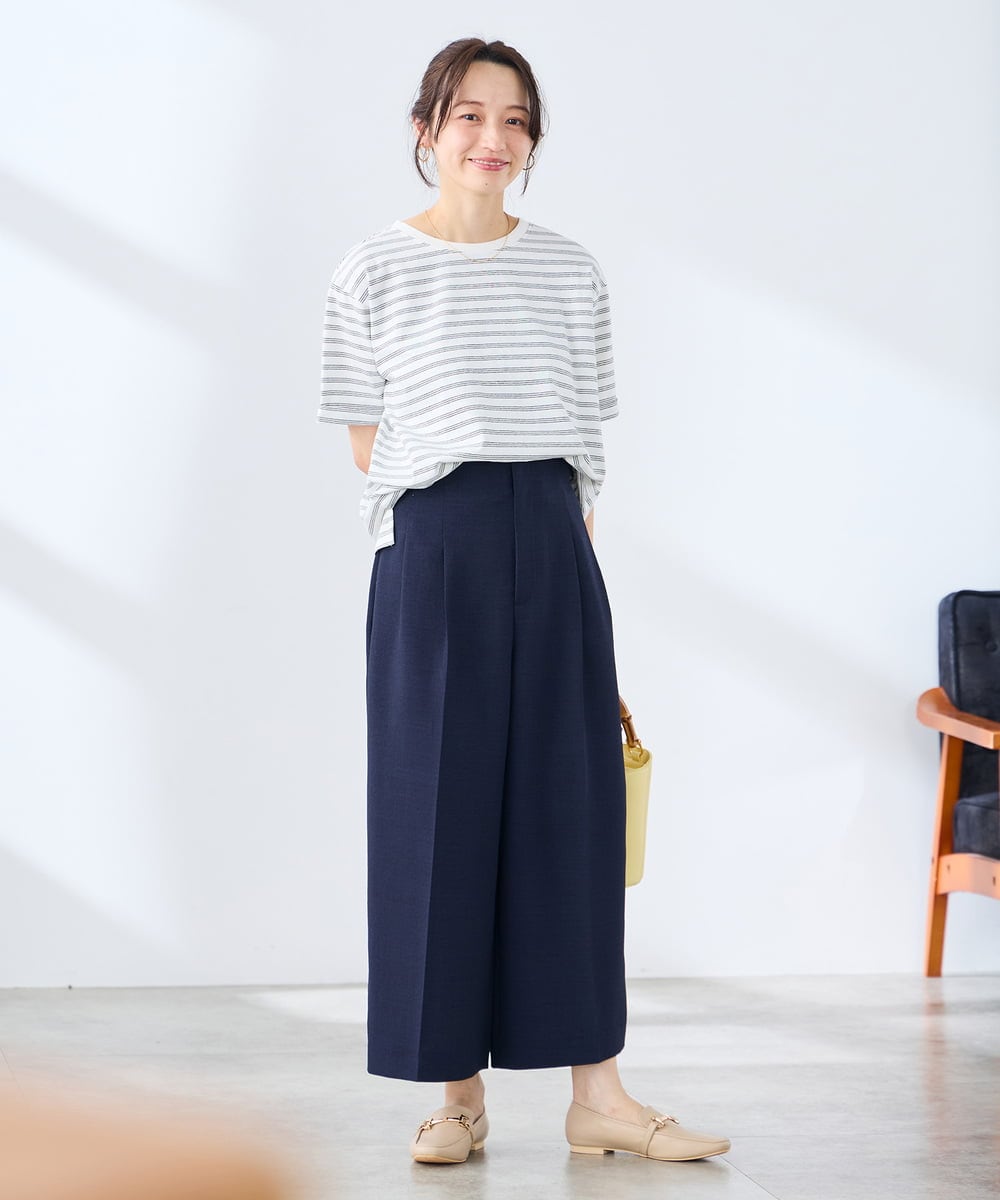 K3KGD30024 a.v.v Elmi(アー・ヴェ・ヴェ) 【低身長サイズ】ロールアップハーフスリーブTシャツ【接触冷感/UVカット/コットン100%】 ライトイエロー