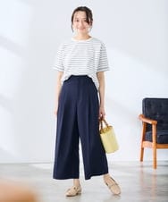 K3KGD30024 a.v.v Elmi(アー・ヴェ・ヴェ) 【低身長サイズ】ロールアップハーフスリーブTシャツ【接触冷感/UVカット/コットン100%】 ライトイエロー