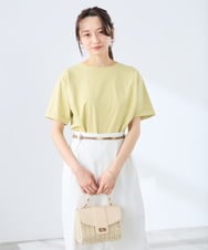 K3KGD30024 a.v.v Elmi(アー・ヴェ・ヴェ) 【低身長サイズ】ロールアップハーフスリーブTシャツ【接触冷感/UVカット/コットン100%】 ライトイエロー