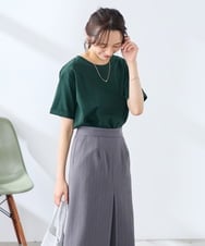 K3KGD30024 a.v.v Elmi(アー・ヴェ・ヴェ) 【低身長サイズ】ロールアップハーフスリーブTシャツ【接触冷感/UVカット/コットン100%】 ライトイエロー