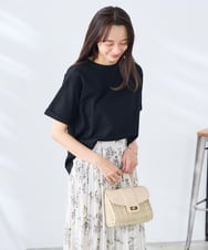 K3KGD30024 a.v.v Elmi(アー・ヴェ・ヴェ) 【低身長サイズ】ロールアップハーフスリーブTシャツ【接触冷感/UVカット/コットン100%】 ライトイエロー