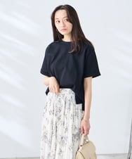 K3KGD30024 a.v.v Elmi(アー・ヴェ・ヴェ) 【低身長サイズ】ロールアップハーフスリーブTシャツ【接触冷感/UVカット/コットン100%】 ライトイエロー