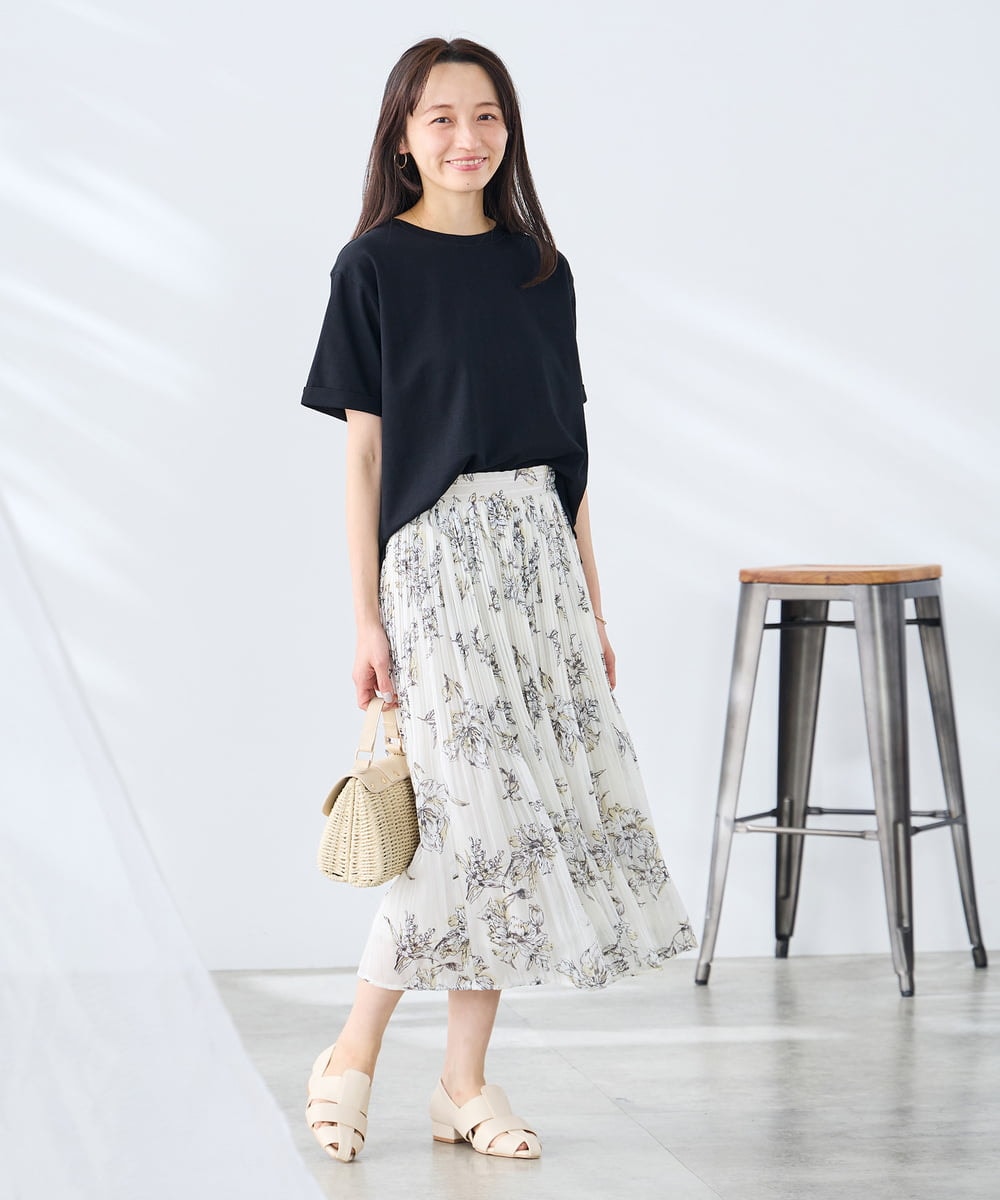 K3KGD30024 a.v.v Elmi(アー・ヴェ・ヴェ) 【低身長サイズ】ロールアップハーフスリーブTシャツ【接触冷感/UVカット/コットン100%】 ライトイエロー