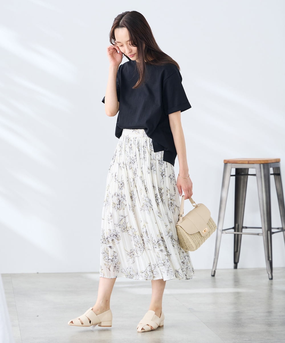 K3KGD30024 a.v.v Elmi(アー・ヴェ・ヴェ) 【低身長サイズ】ロールアップハーフスリーブTシャツ【接触冷感/UVカット/コットン100%】 ライトイエロー