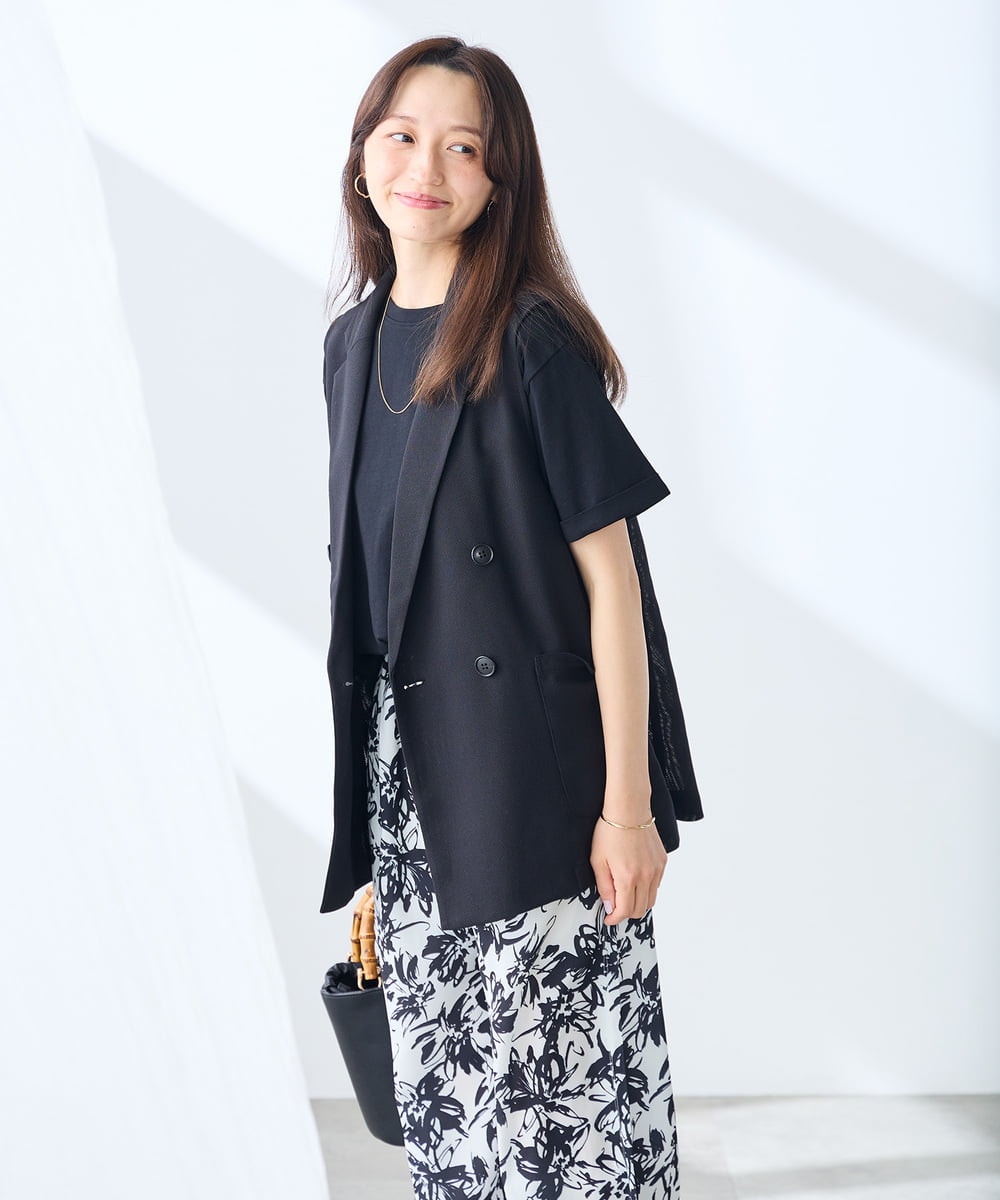 K3KGD30024 a.v.v Elmi(アー・ヴェ・ヴェ) 【低身長サイズ】ロールアップハーフスリーブTシャツ【接触冷感/UVカット/コットン100%】 ライトイエロー