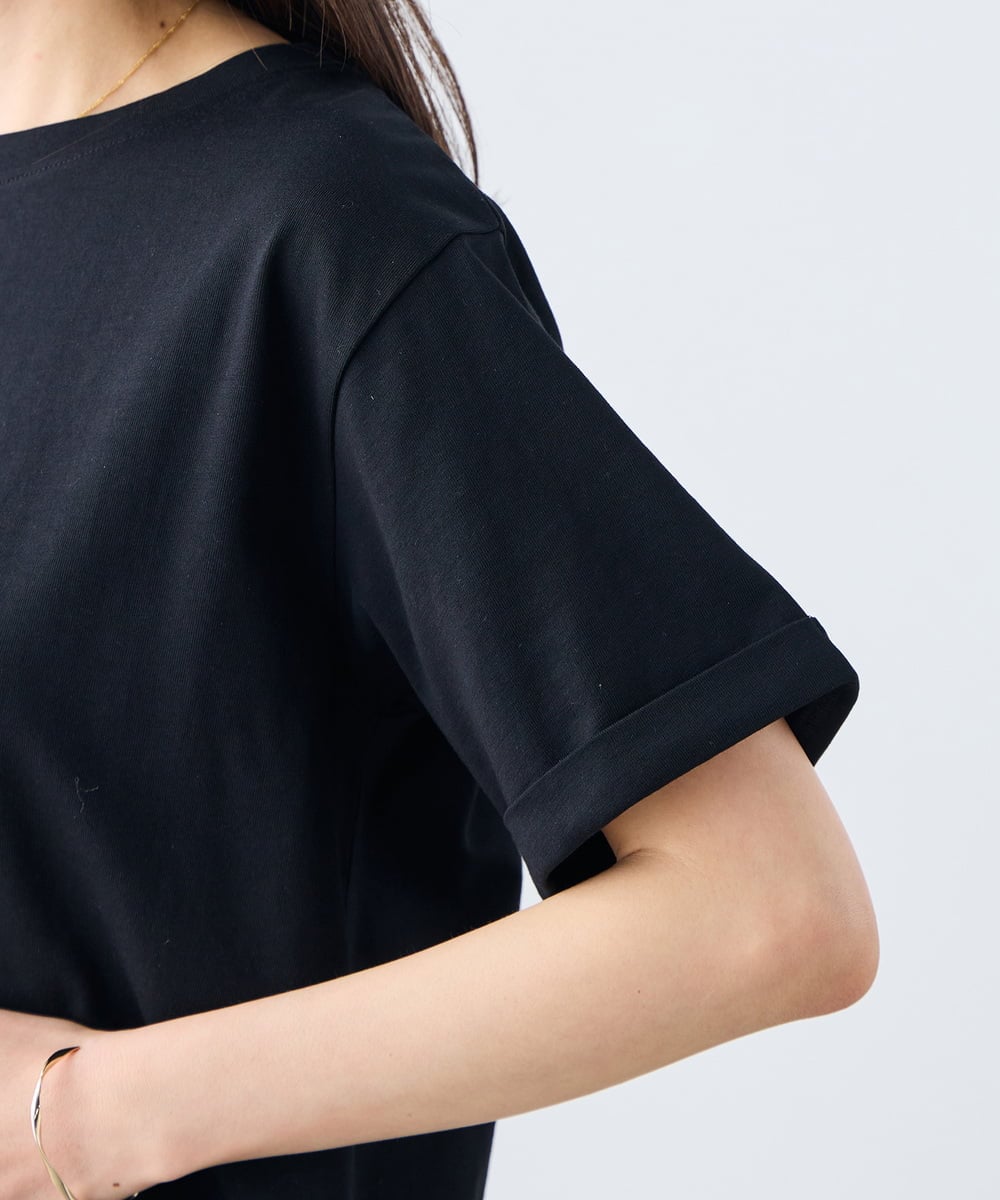 K3KGD30024 a.v.v Elmi(アー・ヴェ・ヴェ) 【低身長サイズ】ロールアップハーフスリーブTシャツ【接触冷感/UVカット/コットン100%】 ライトイエロー