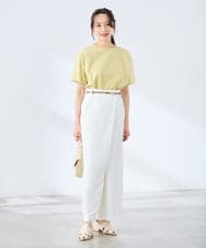 K3KGD30024 a.v.v Elmi(アー・ヴェ・ヴェ) 【低身長サイズ】ロールアップハーフスリーブTシャツ【接触冷感/UVカット/コットン100%】 ライトイエロー