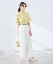 K3KGD30024 a.v.v Elmi(アー・ヴェ・ヴェ) 【低身長サイズ】ロールアップハーフスリーブTシャツ【接触冷感/UVカット/コットン100%】 ライトイエロー