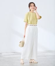 K3KGD30024 a.v.v Elmi(アー・ヴェ・ヴェ) 【低身長サイズ】ロールアップハーフスリーブTシャツ【接触冷感/UVカット/コットン100%】 ライトイエロー