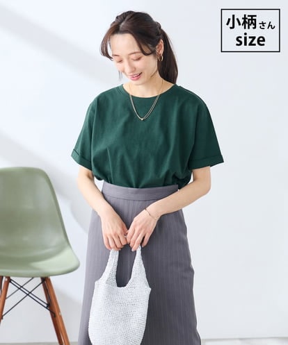 K3KGD30024 a.v.v Elmi 【低身長サイズ】ロールアップハーフスリーブTシャツ【接触冷感/UVカット/コットン100%】