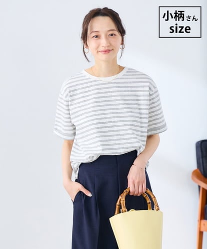 K3KGD30024 a.v.v Elmi 【低身長サイズ】ロールアップハーフスリーブTシャツ【接触冷感/UVカット/コットン100%】