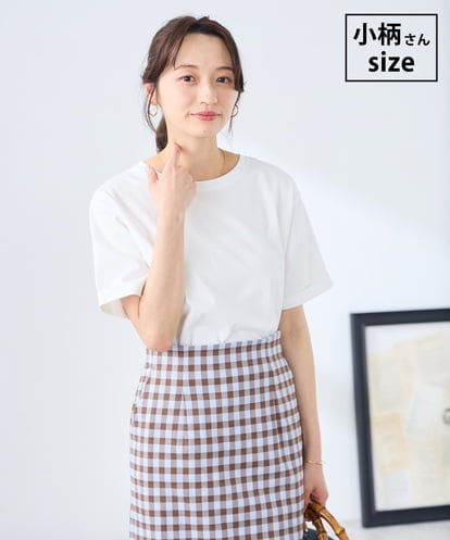 K3KGD30024 a.v.v Elmi 【低身長サイズ】ロールアップハーフスリーブTシャツ【接触冷感/UVカット/コットン100%】