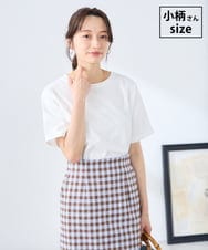 K3KGD30024 a.v.v Elmi(アー・ヴェ・ヴェ) 【低身長サイズ】ロールアップハーフスリーブTシャツ【接触冷感/UVカット/コットン100%】 ホワイト