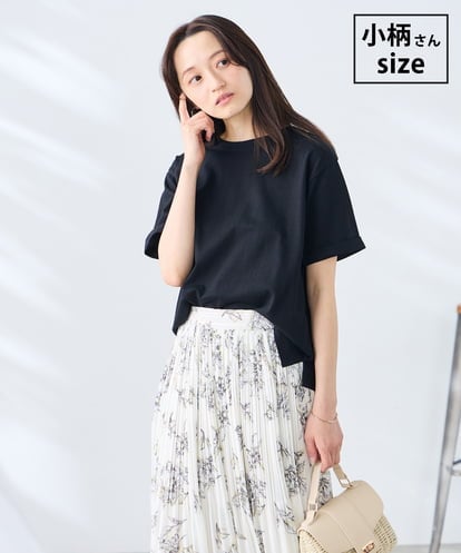 K3KGD30024 a.v.v Elmi 【低身長サイズ】ロールアップハーフスリーブTシャツ【接触冷感/UVカット/コットン100%】