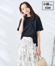 K3KGD30024 a.v.v Elmi(アー・ヴェ・ヴェ) 【低身長サイズ】ロールアップハーフスリーブTシャツ【接触冷感/UVカット/コットン100%】 ブラック