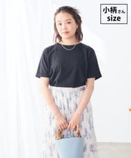 K3KGD30024 a.v.v Elmi(アー・ヴェ・ヴェ) 【低身長サイズ】ロールアップハーフスリーブTシャツ【接触冷感/UVカット/コットン100%】 ブラック