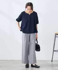 K3KGD32044 a.v.v Elmi(アー・ヴェ・ヴェ) 【低身長サイズ】レースジャガードスリーブトップス ネイビー