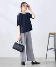 K3KGD32044 a.v.v Elmi(アー・ヴェ・ヴェ) 【低身長サイズ】レースジャガードスリーブトップス ネイビー