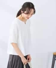 K3KGD32044 a.v.v Elmi(アー・ヴェ・ヴェ) 【低身長サイズ】レースジャガードスリーブトップス ネイビー