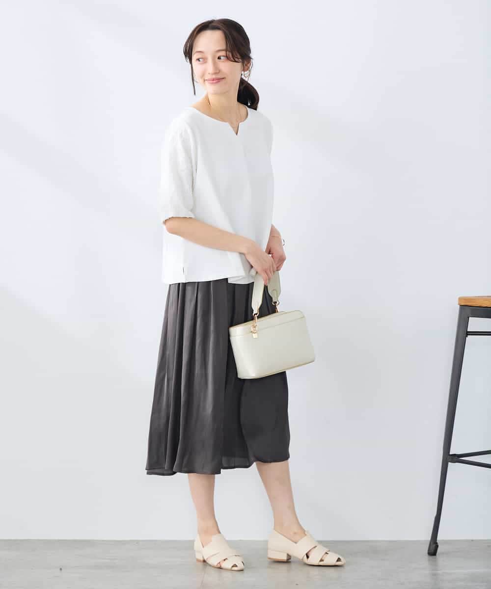 K3KGD32044 a.v.v Elmi(アー・ヴェ・ヴェ) 【低身長サイズ】レースジャガードスリーブトップス ネイビー