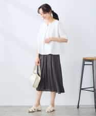 K3KGD32044 a.v.v Elmi(アー・ヴェ・ヴェ) 【低身長サイズ】レースジャガードスリーブトップス ネイビー