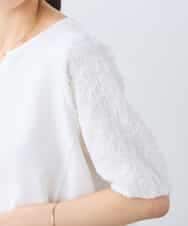 K3KGD32044 a.v.v Elmi(アー・ヴェ・ヴェ) 【低身長サイズ】レースジャガードスリーブトップス ネイビー