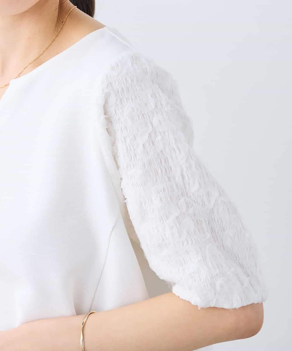 K3KGD32044 a.v.v Elmi(アー・ヴェ・ヴェ) 【低身長サイズ】レースジャガードスリーブトップス ネイビー