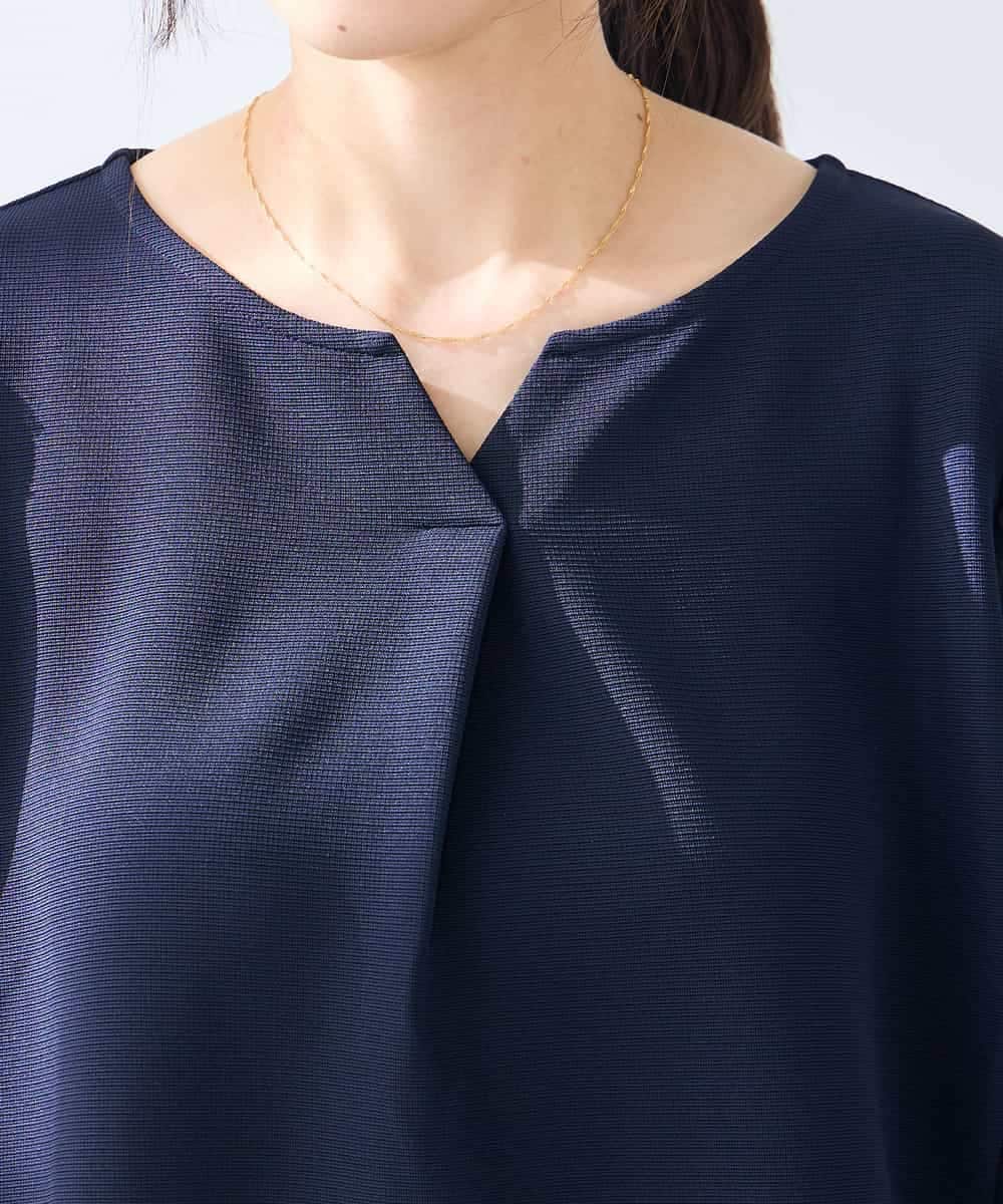 K3KGD32044 a.v.v Elmi(アー・ヴェ・ヴェ) 【低身長サイズ】レースジャガードスリーブトップス ネイビー