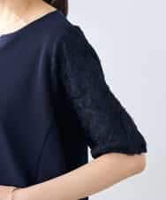 K3KGD32044 a.v.v Elmi(アー・ヴェ・ヴェ) 【低身長サイズ】レースジャガードスリーブトップス ネイビー