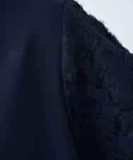 K3KGD32044 a.v.v Elmi(アー・ヴェ・ヴェ) 【低身長サイズ】レースジャガードスリーブトップス ネイビー