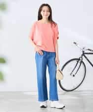 K3KGD37035 a.v.v Elmi(アー・ヴェ・ヴェ) 【低身長サイズ】タックドルマンスリーブカットソー【接触冷感/UVカット/コットン 100%】 オレンジ