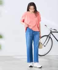 K3KGD37035 a.v.v Elmi(アー・ヴェ・ヴェ) 【低身長サイズ】タックドルマンスリーブカットソー【接触冷感/UVカット/コットン 100%】 オレンジ