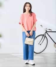 K3KGD37035 a.v.v Elmi(アー・ヴェ・ヴェ) 【低身長サイズ】タックドルマンスリーブカットソー【接触冷感/UVカット/コットン 100%】 オレンジ