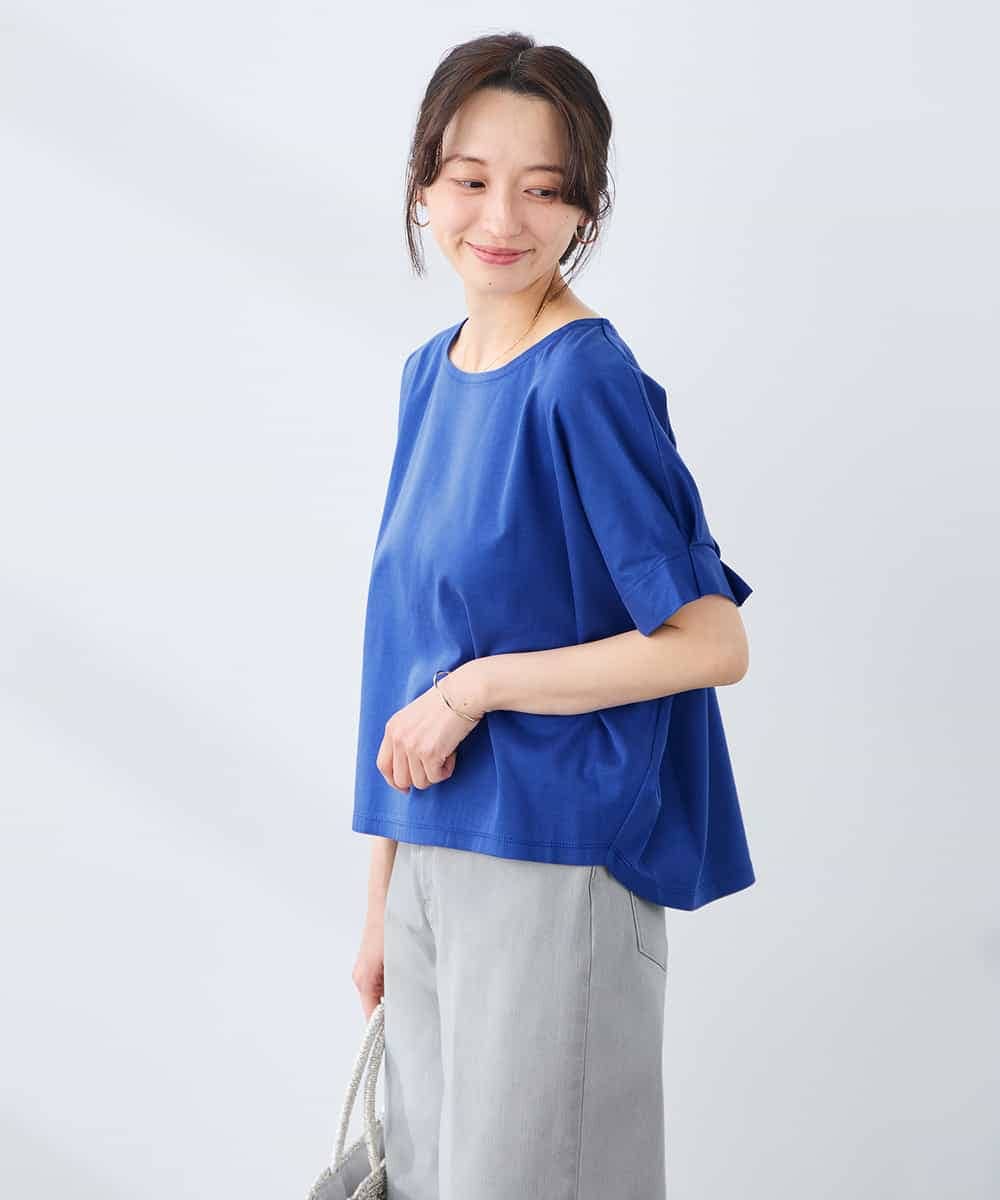 K3KGD37035 a.v.v Elmi(アー・ヴェ・ヴェ) 【低身長サイズ】タックドルマンスリーブカットソー【接触冷感/UVカット/コットン 100%】 オレンジ