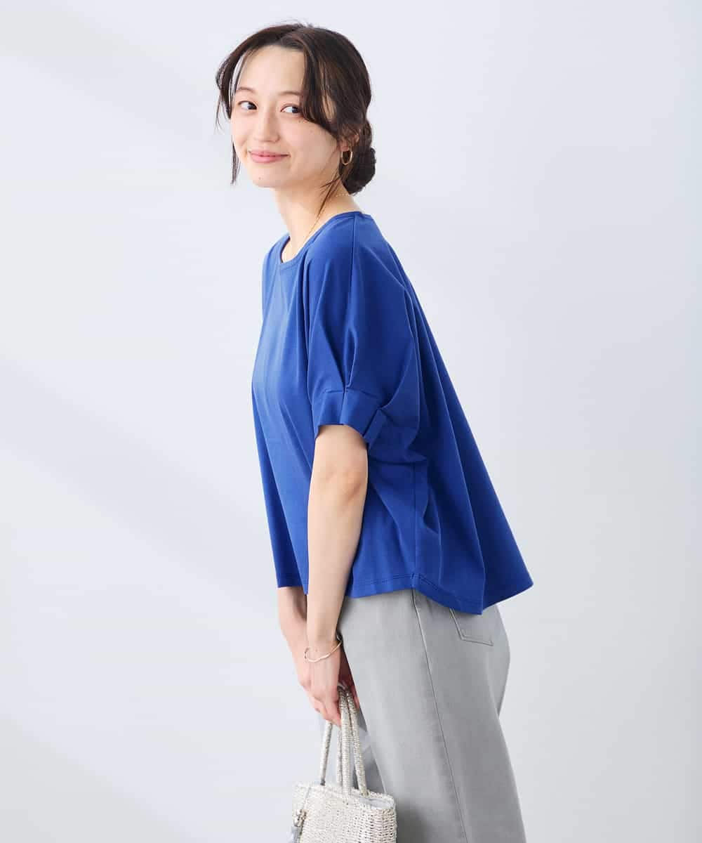 K3KGD37035 a.v.v Elmi(アー・ヴェ・ヴェ) 【低身長サイズ】タックドルマンスリーブカットソー【接触冷感/UVカット/コットン 100%】 オレンジ