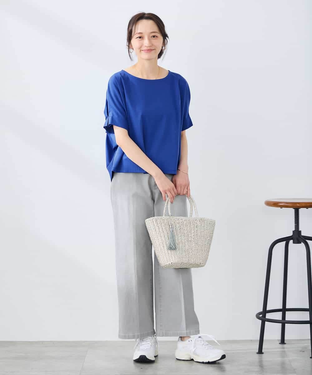 K3KGD37035 a.v.v Elmi(アー・ヴェ・ヴェ) 【低身長サイズ】タックドルマンスリーブカットソー【接触冷感/UVカット/コットン 100%】 オレンジ