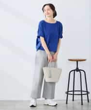 K3KGD37035 a.v.v Elmi(アー・ヴェ・ヴェ) 【低身長サイズ】タックドルマンスリーブカットソー【接触冷感/UVカット/コットン 100%】 オレンジ