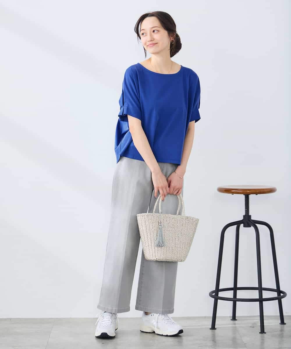 K3KGD37035 a.v.v Elmi(アー・ヴェ・ヴェ) 【低身長サイズ】タックドルマンスリーブカットソー【接触冷感/UVカット/コットン 100%】 オレンジ