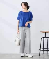 K3KGD37035 a.v.v Elmi(アー・ヴェ・ヴェ) 【低身長サイズ】タックドルマンスリーブカットソー【接触冷感/UVカット/コットン 100%】 オレンジ