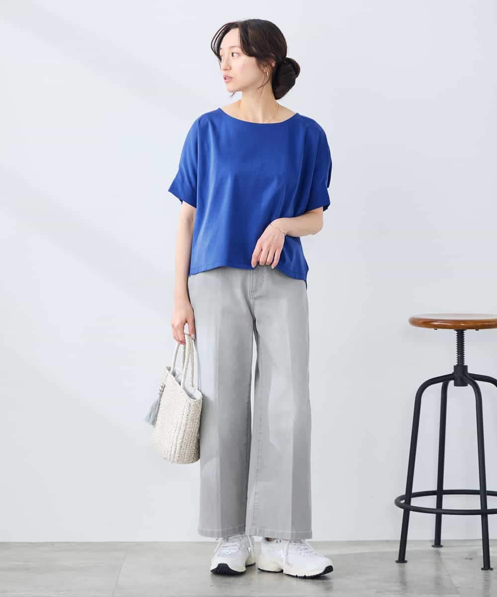 K3KGD37035 a.v.v Elmi(アー・ヴェ・ヴェ) 【低身長サイズ】タックドルマンスリーブカットソー【接触冷感/UVカット/コットン 100%】 オレンジ