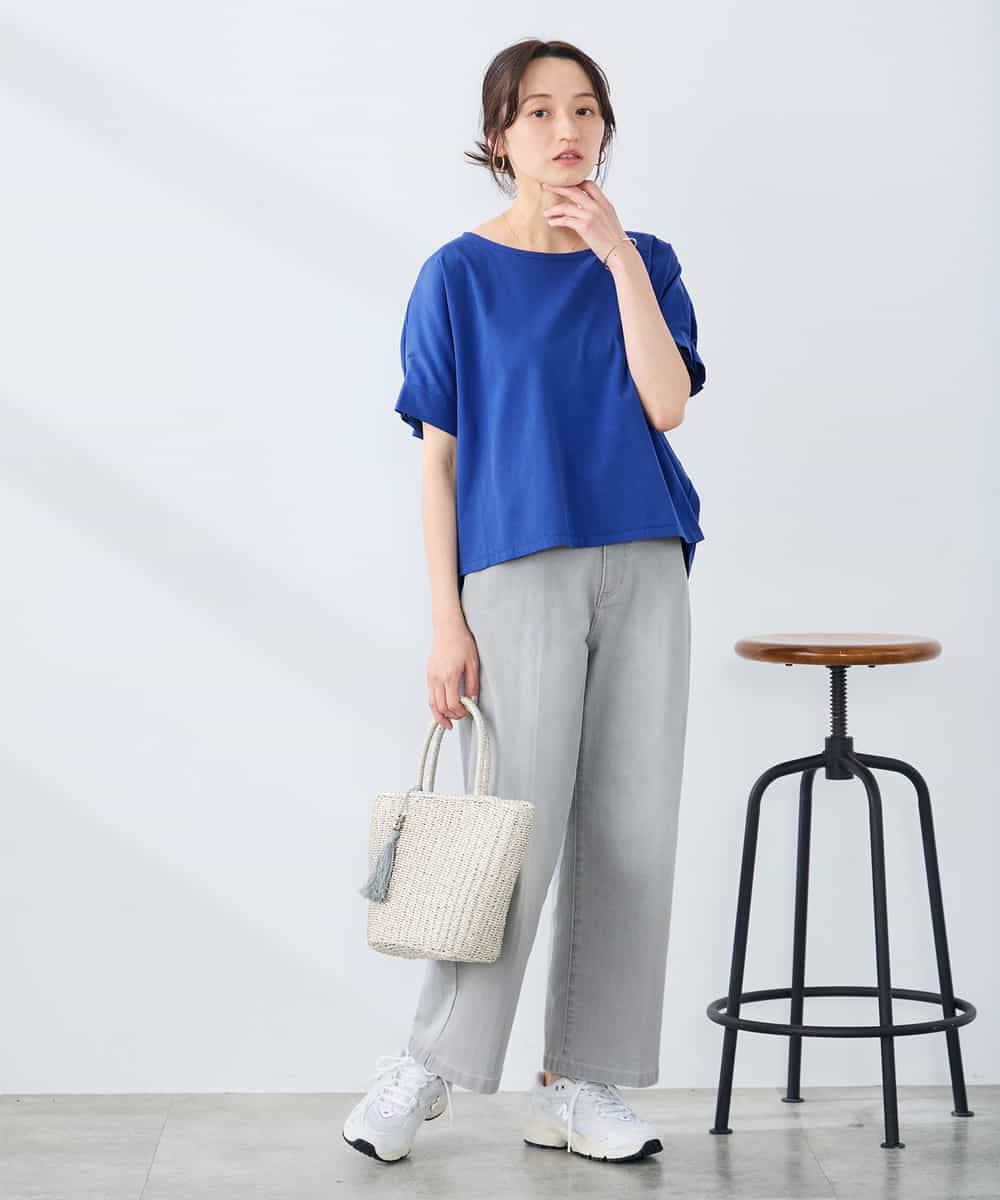 K3KGD37035 a.v.v Elmi(アー・ヴェ・ヴェ) 【低身長サイズ】タックドルマンスリーブカットソー【接触冷感/UVカット/コットン 100%】 オレンジ