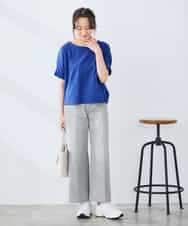 K3KGD37035 a.v.v Elmi(アー・ヴェ・ヴェ) 【低身長サイズ】タックドルマンスリーブカットソー【接触冷感/UVカット/コットン 100%】 オレンジ