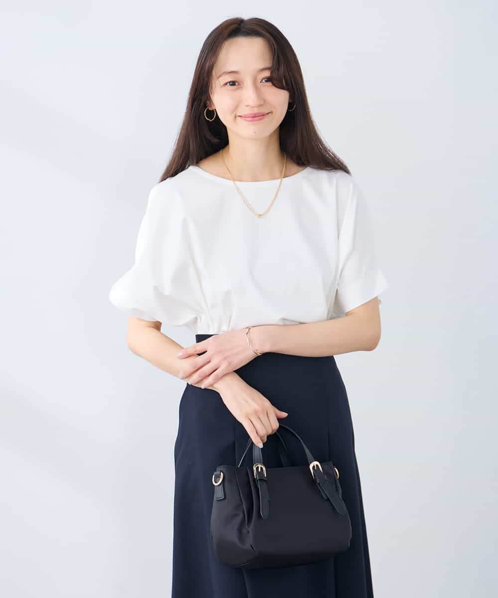 K3KGD37035 a.v.v Elmi(アー・ヴェ・ヴェ) 【低身長サイズ】タックドルマンスリーブカットソー【接触冷感/UVカット/コットン 100%】 オレンジ