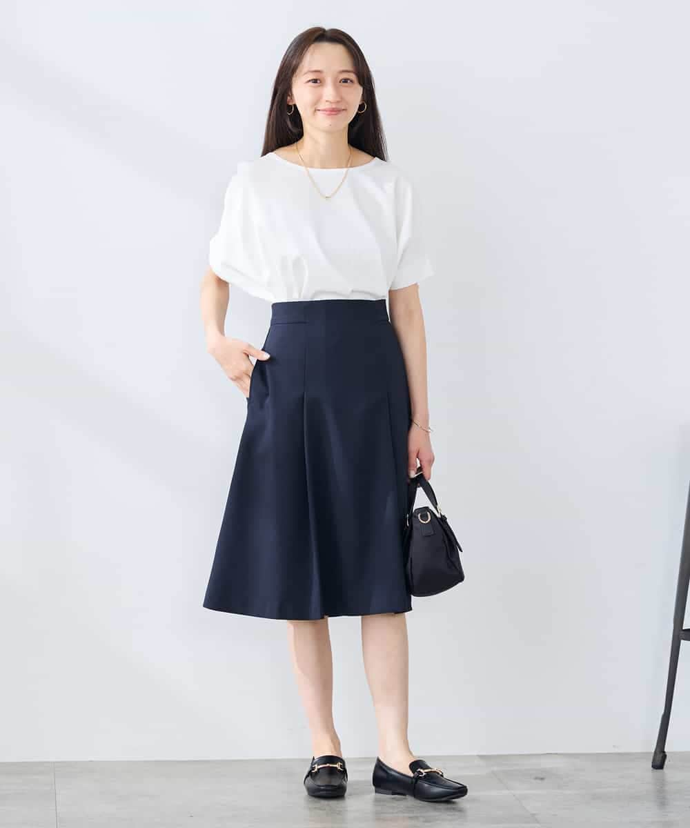 K3KGD37035 a.v.v Elmi(アー・ヴェ・ヴェ) 【低身長サイズ】タックドルマンスリーブカットソー【接触冷感/UVカット/コットン 100%】 オレンジ