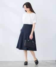 K3KGD37035 a.v.v Elmi(アー・ヴェ・ヴェ) 【低身長サイズ】タックドルマンスリーブカットソー【接触冷感/UVカット/コットン 100%】 オレンジ