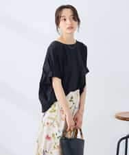 K3KGD37035 a.v.v Elmi(アー・ヴェ・ヴェ) 【低身長サイズ】タックドルマンスリーブカットソー【接触冷感/UVカット/コットン 100%】 オレンジ